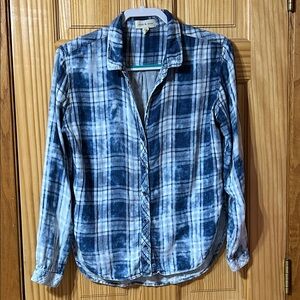 Cloth & Stone Navy Checkered Shirt- Size Large